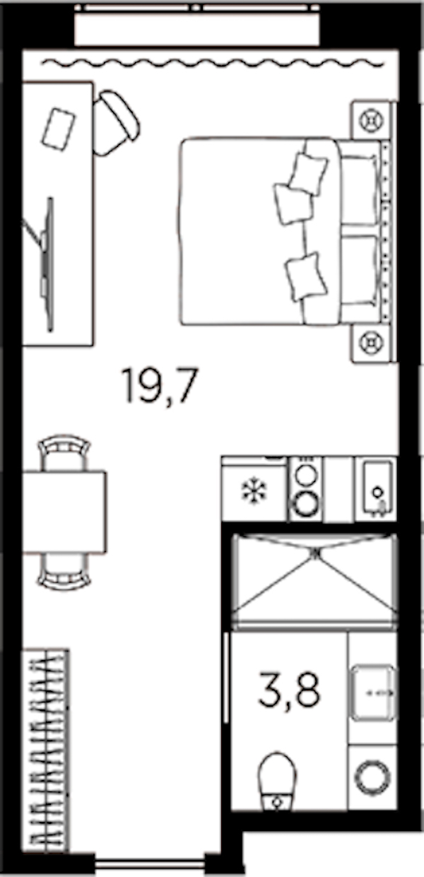 Квартира студия 23.5 м², 2/13 эт., ЖК «AVENIR Industrial»